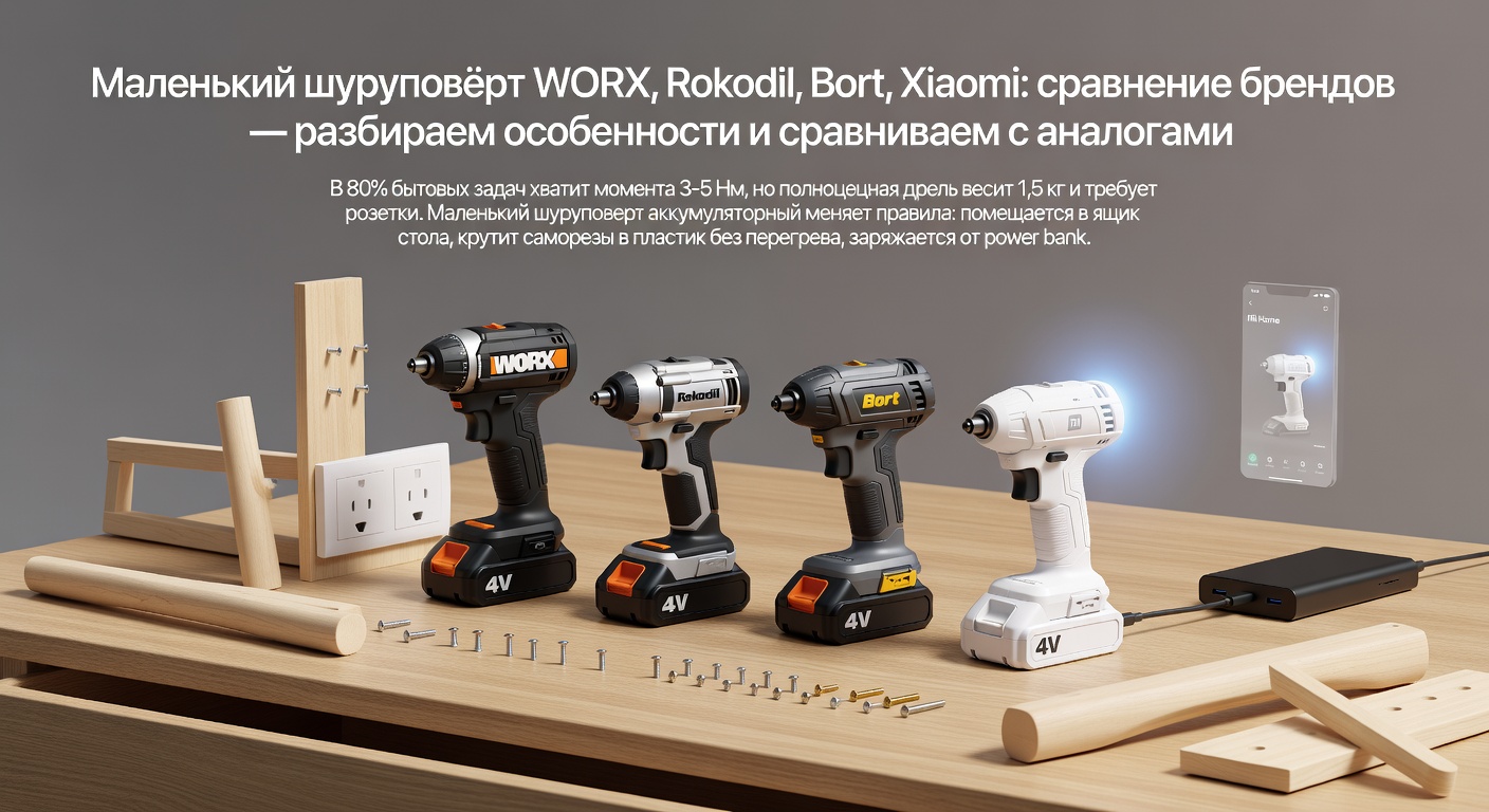 Маленький шуруповёрт WORX, Rokodil, Bort, Xiaomi: сравнение брендов — разбираем особенности и сравниваем с аналогами