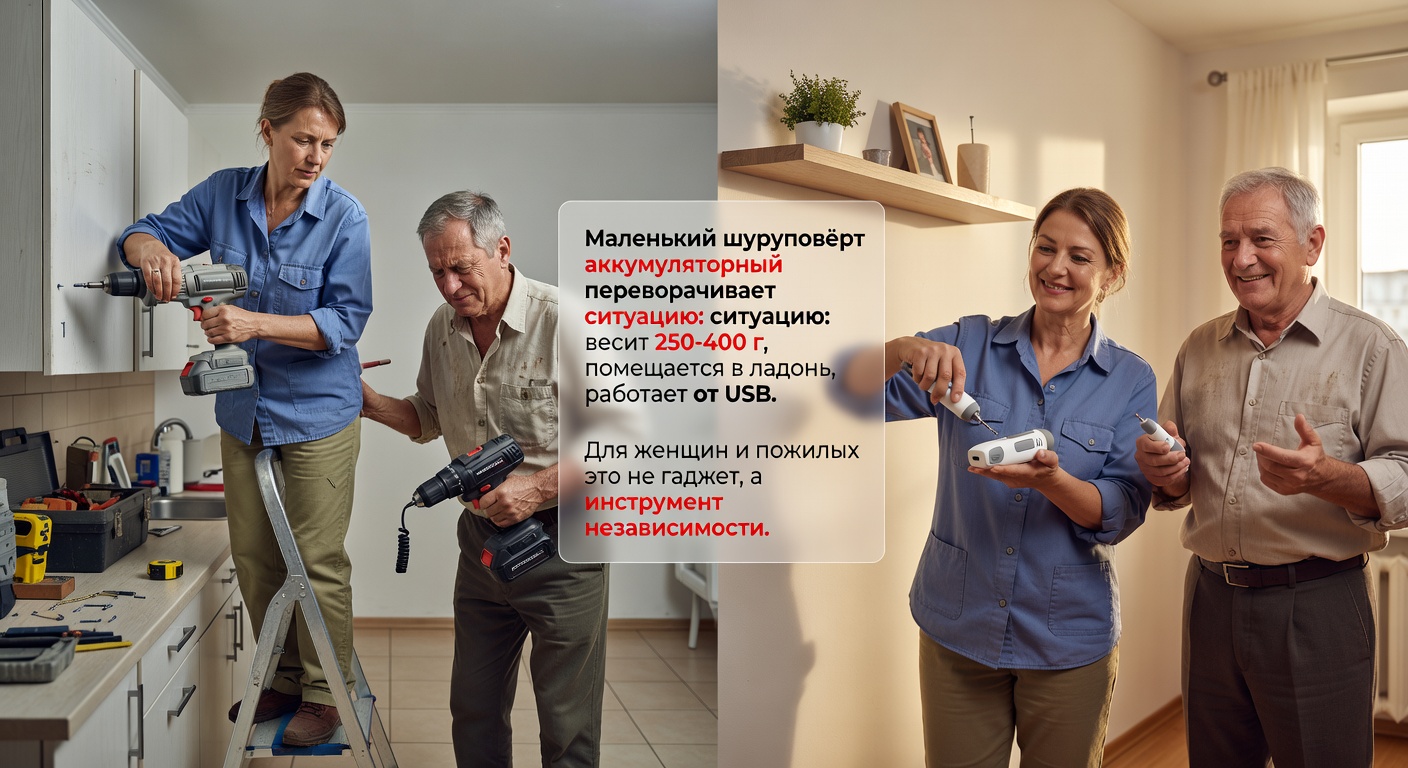Маленький шуруповёрт для женщин и пожилых: эргономика, вес и удобство — практический разбор для домашнего мастера